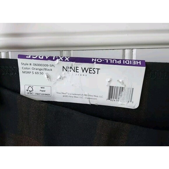 🆕‎ NINE WEST Womens Stretch Skinny Jeans Jeggings Pull On Plaid Black Brown XXL - Picture 4 of 13